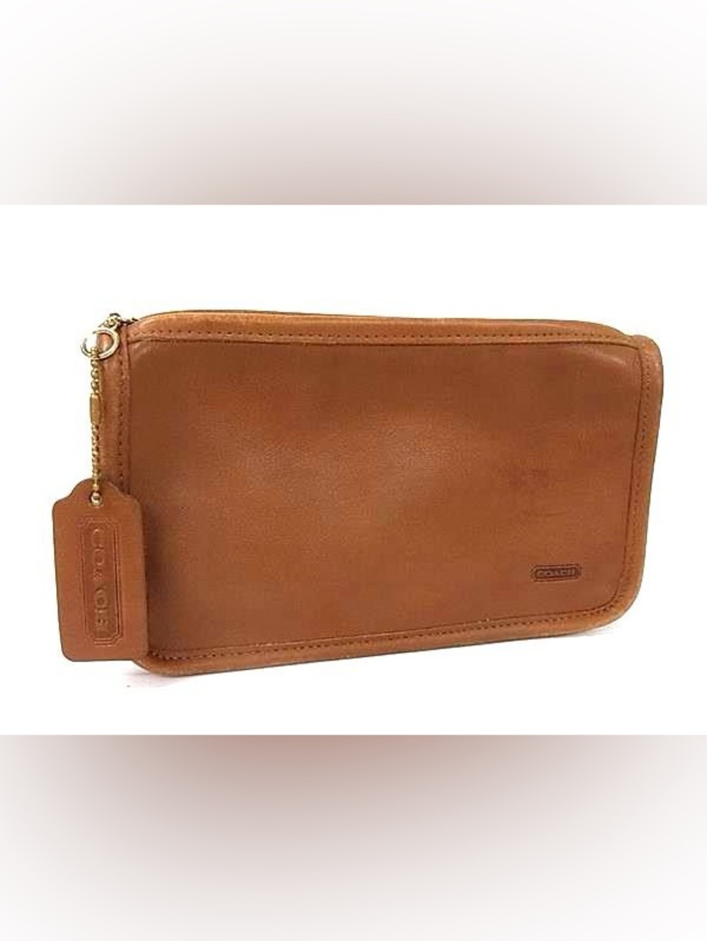 Coach vintage  British Chunky Case Tan Leather Zip Travel Pouch